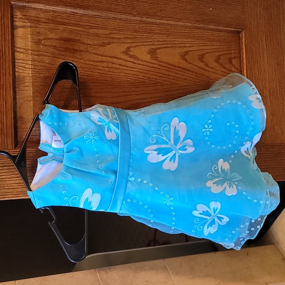 Girl's Rare Editions Blue Butterfly Dress Size 2T